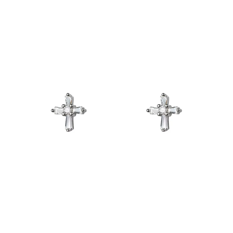 S925 Silver Cross Stud Earrings - Image 5
