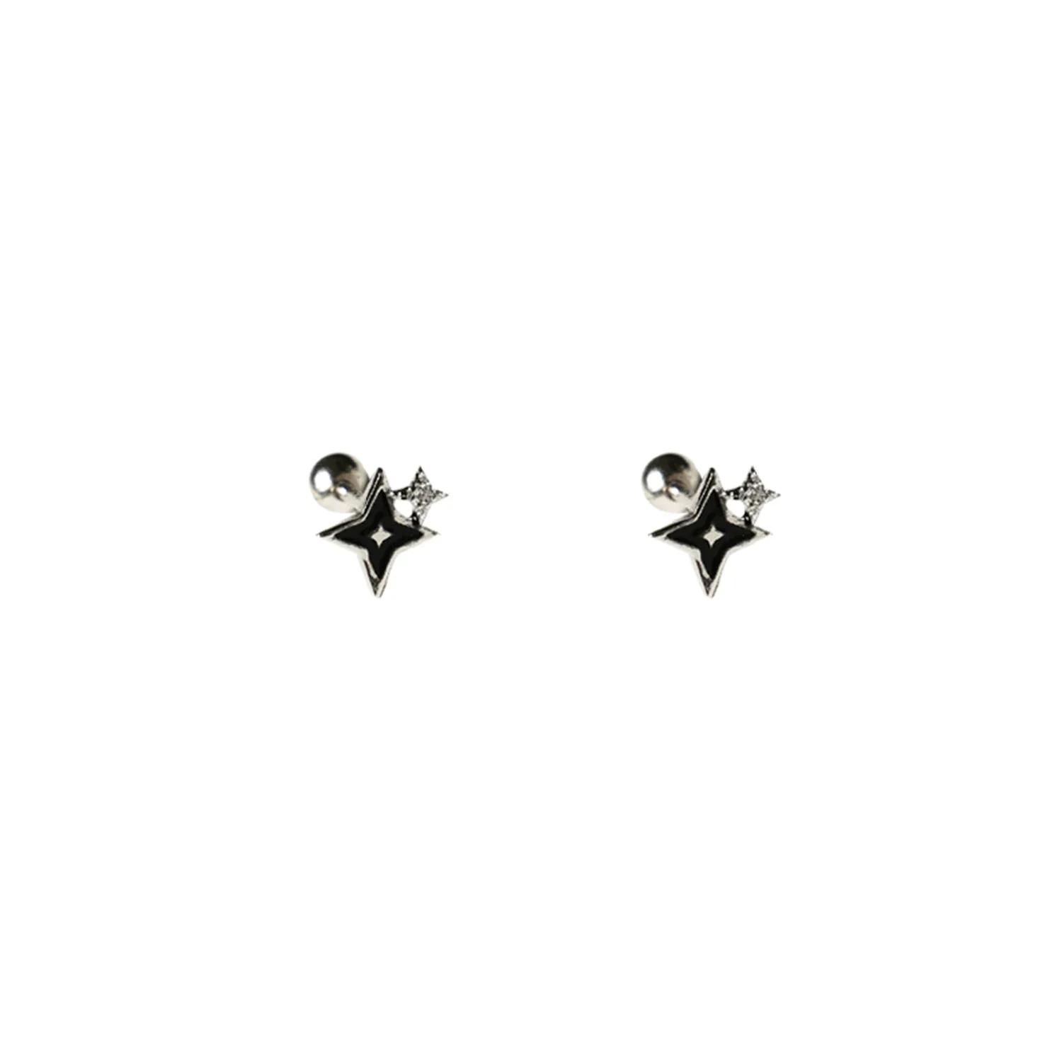 S925 Silver Four-Point Star Stud Earrings - Image 5