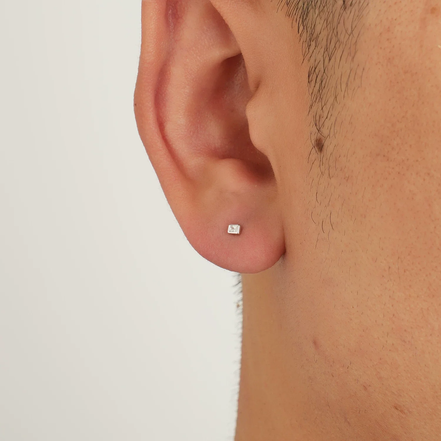 S925 Silver Mini Square Stud Earrings - Image 3