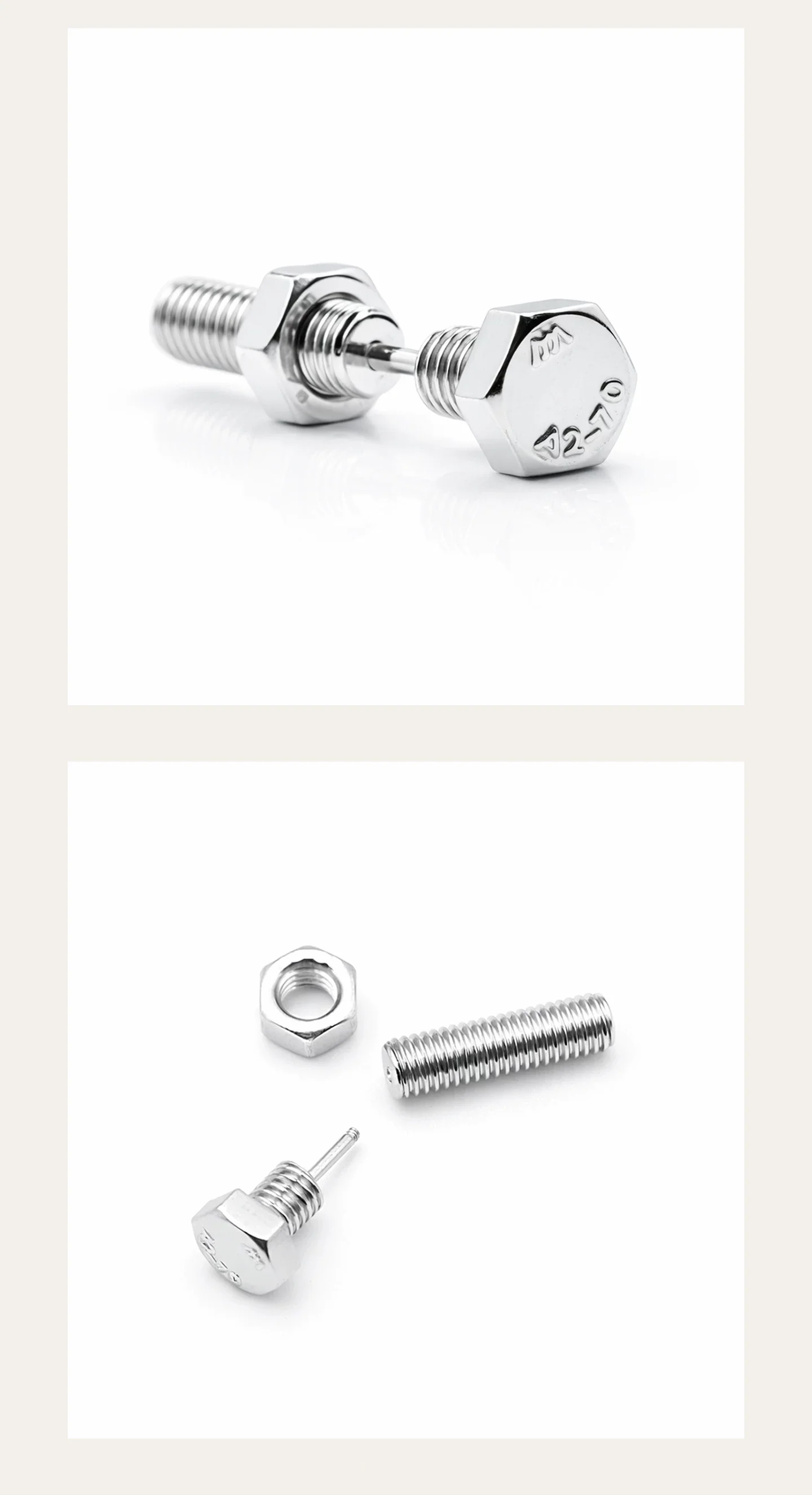 Screw Bolt Design Metal Stud Earrings - Image 8