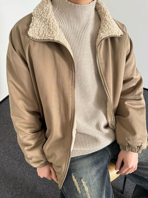 Shearling Lined Stand Collar Winter Coat - Image 7