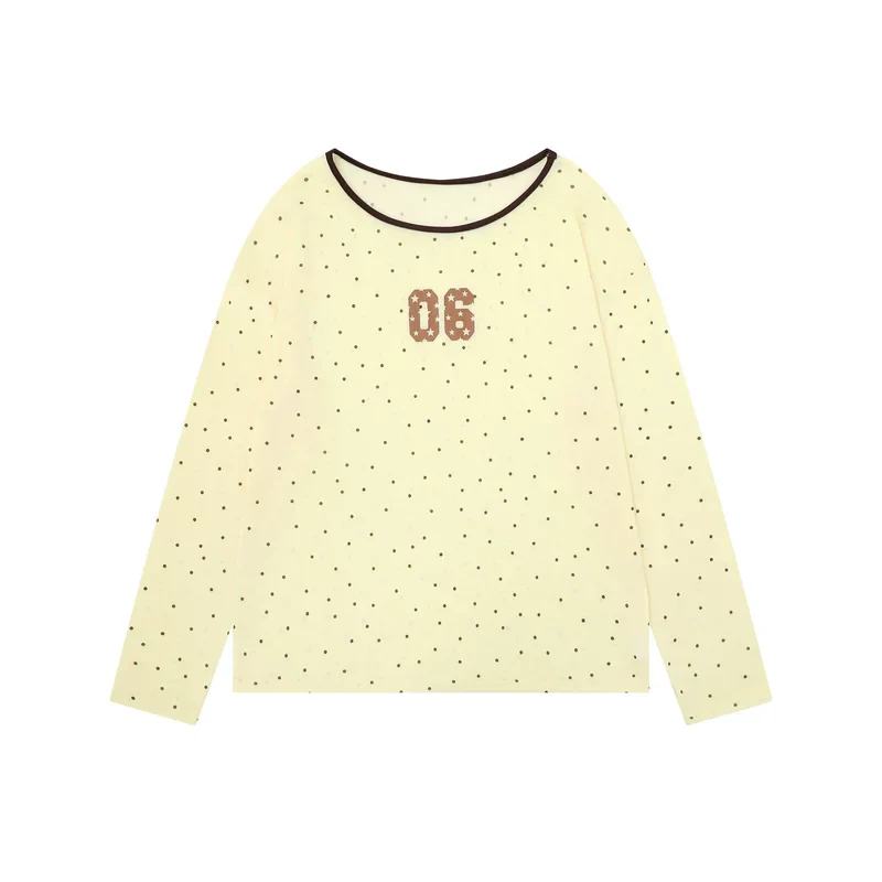 Sheer Polka Dot Long Sleeve Top - Image 7