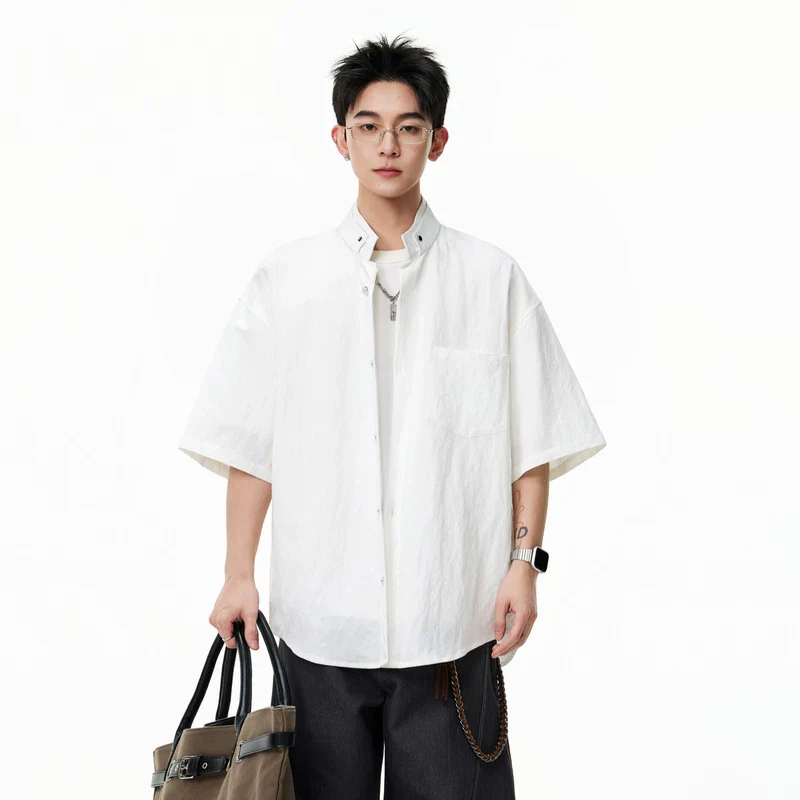 Short-Sleeve Button-Up Casual Shirt - Image 2