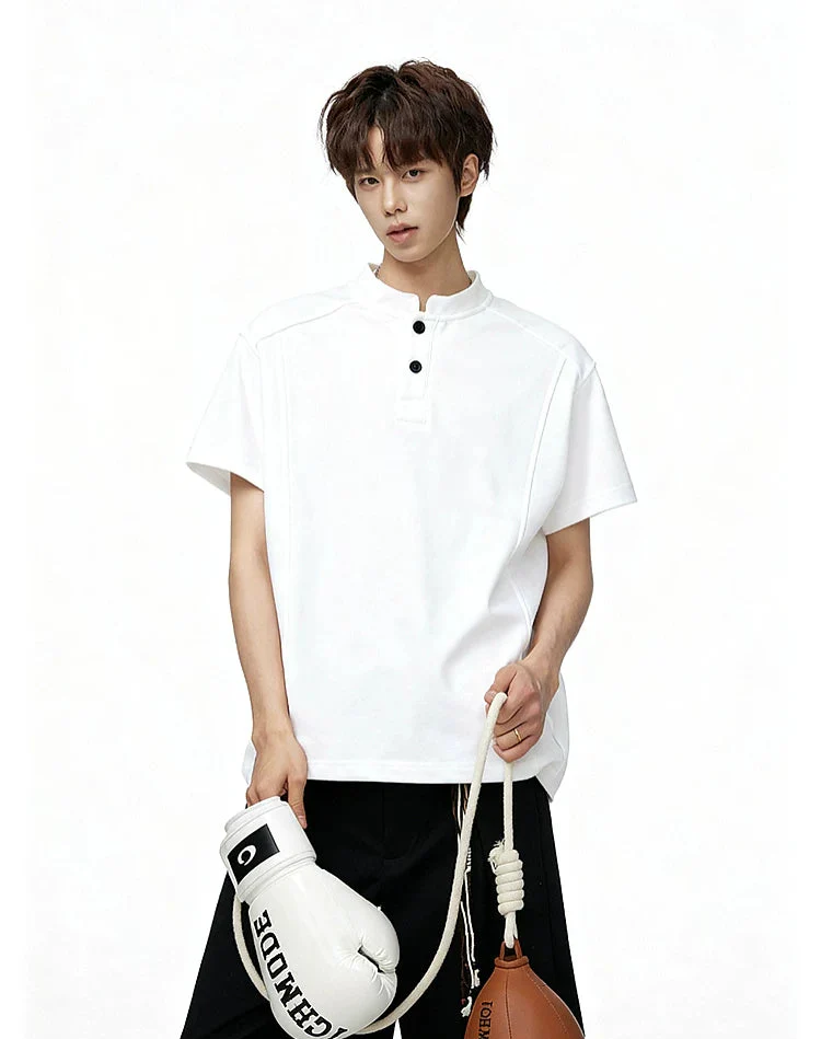 Short Sleeve Henley Pullover T-Shirt - Image 6