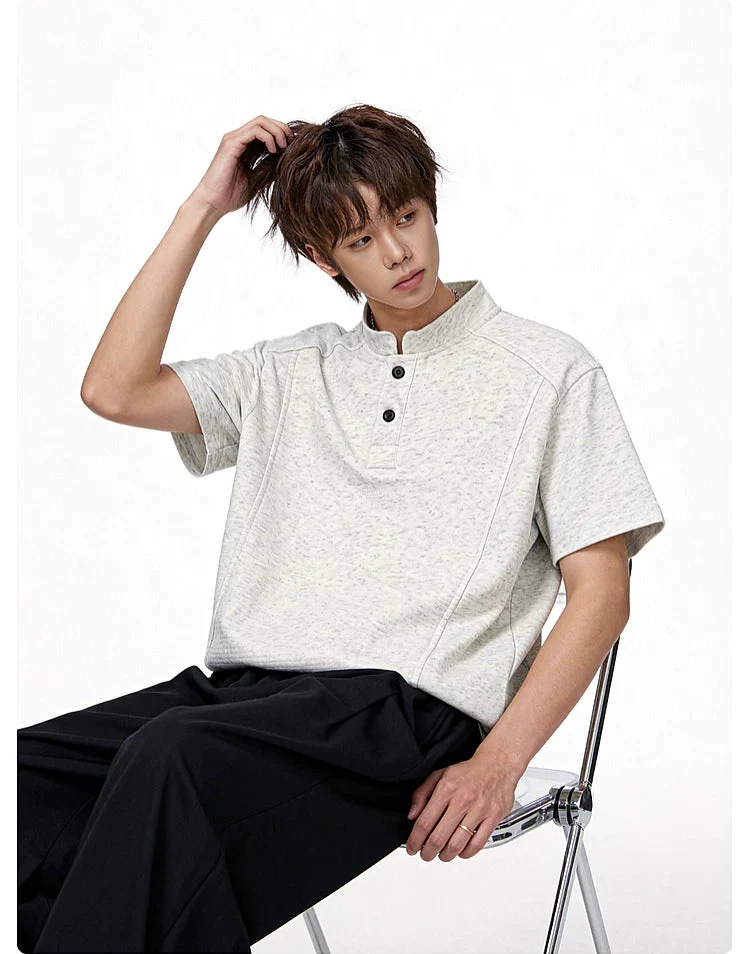 Short Sleeve Henley Pullover T-Shirt - Image 7