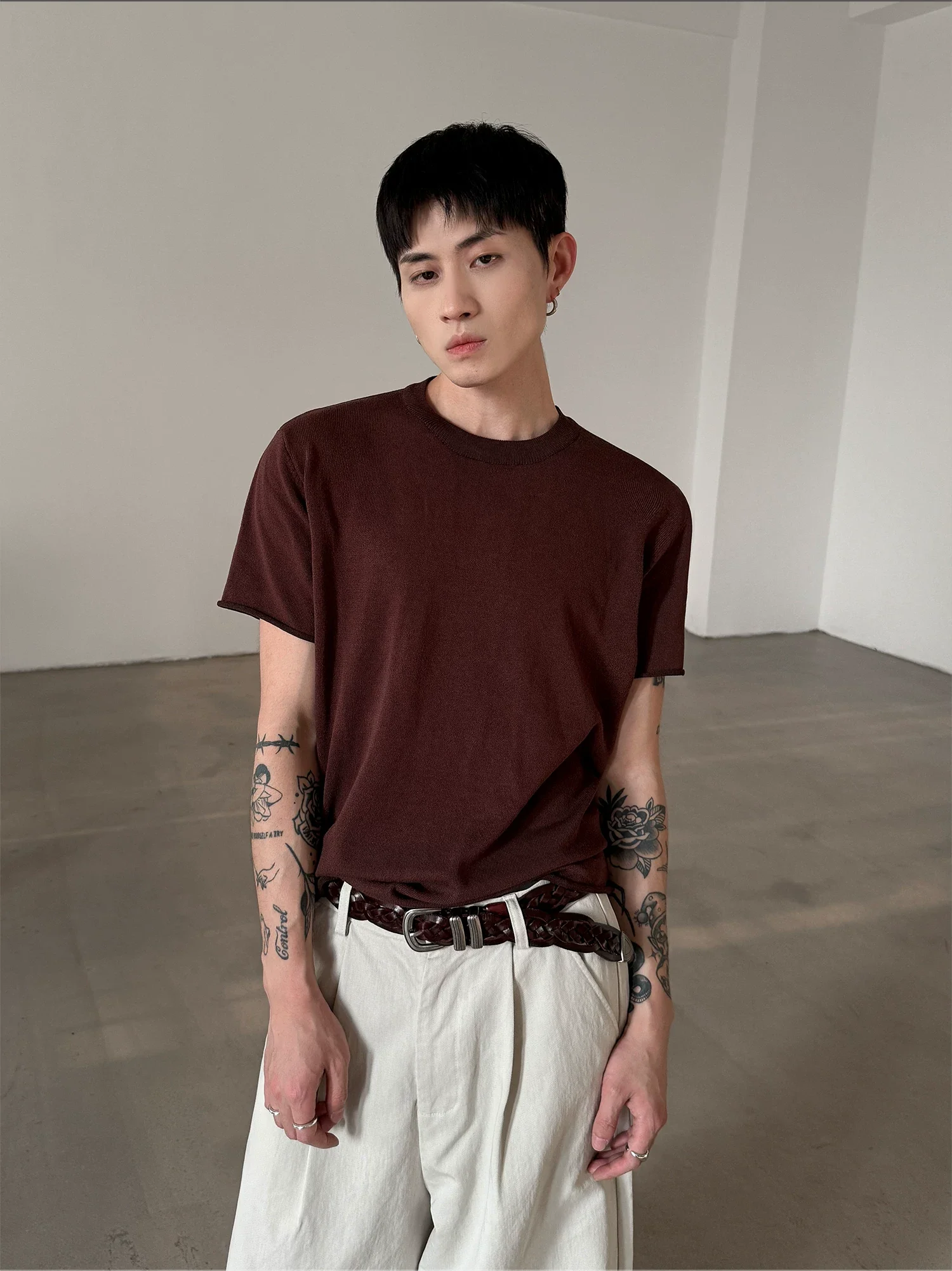 Short-Sleeve Knit Crewneck Sweater - Image 10