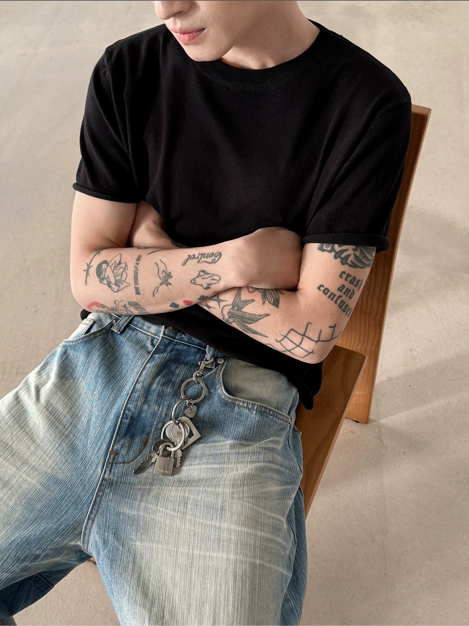 Short-Sleeve Knit Crewneck Sweater - Image 6