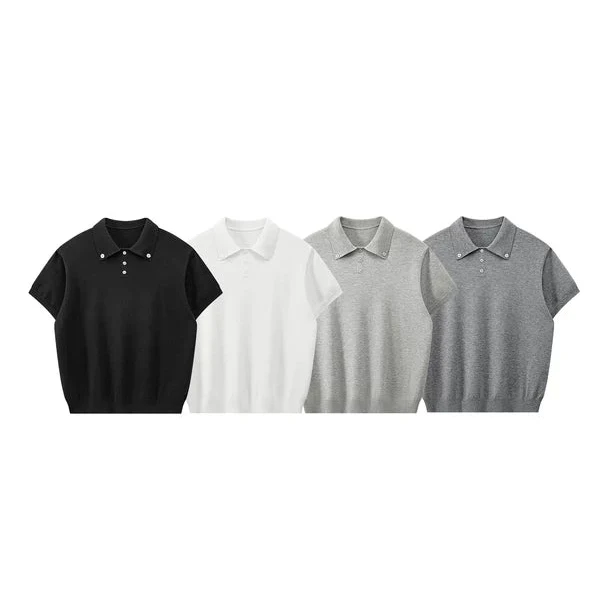 Short-Sleeve Knitted Polo Shirt - Image 5