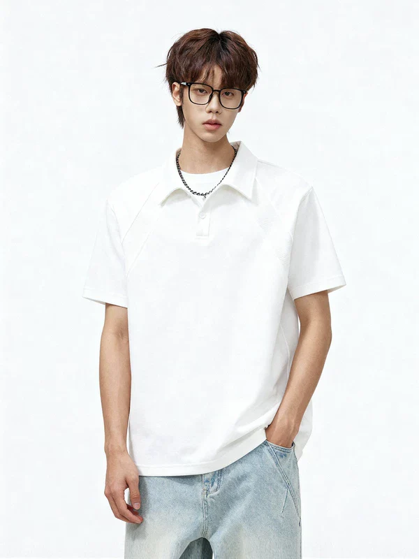 Raglan Seams Short-Sleeve Polo T-Shirt - Image 2