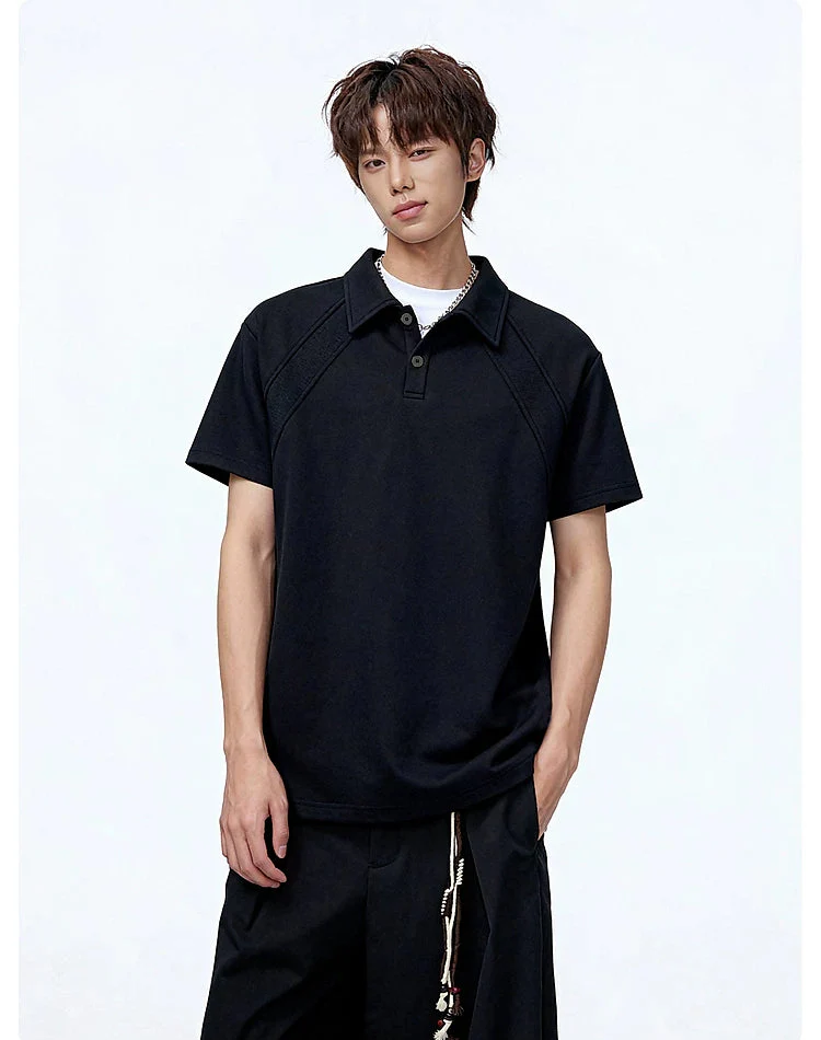 Raglan Seams Short-Sleeve Polo T-Shirt - Image 4