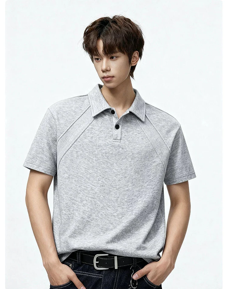 Raglan Seams Short-Sleeve Polo T-Shirt - Image 5