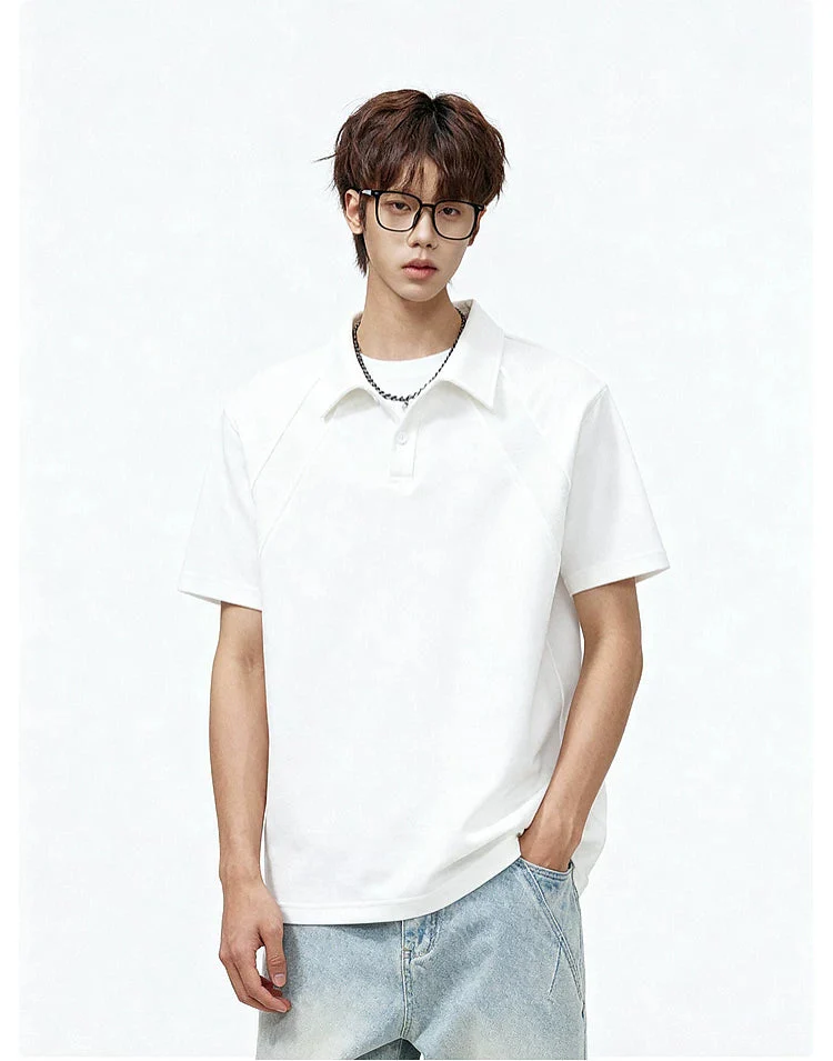 Raglan Seams Short-Sleeve Polo T-Shirt - Image 6