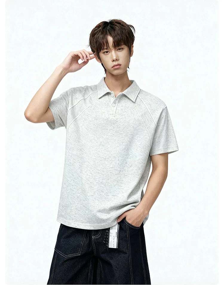 Raglan Seams Short-Sleeve Polo T-Shirt - Image 8
