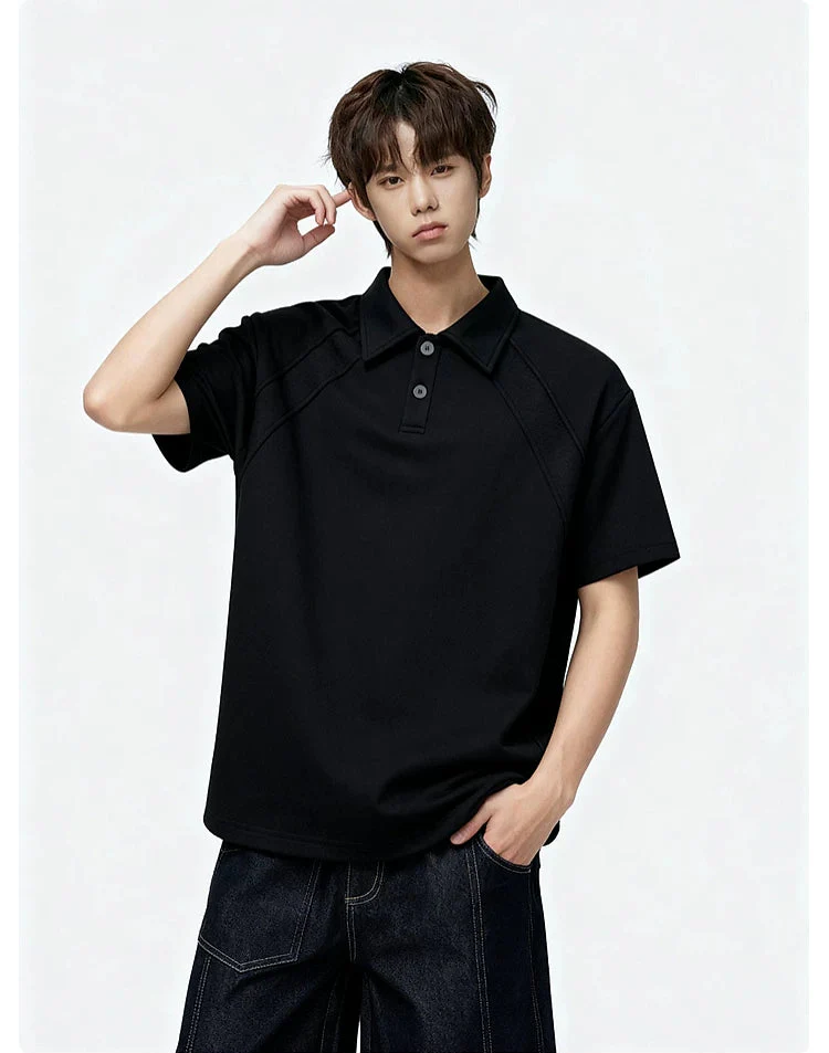 Raglan Seams Short-Sleeve Polo T-Shirt - Image 9