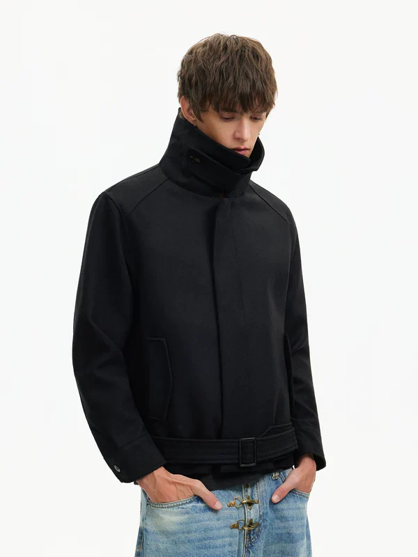 High Stand Collar Short Wool Jacket - Image 2