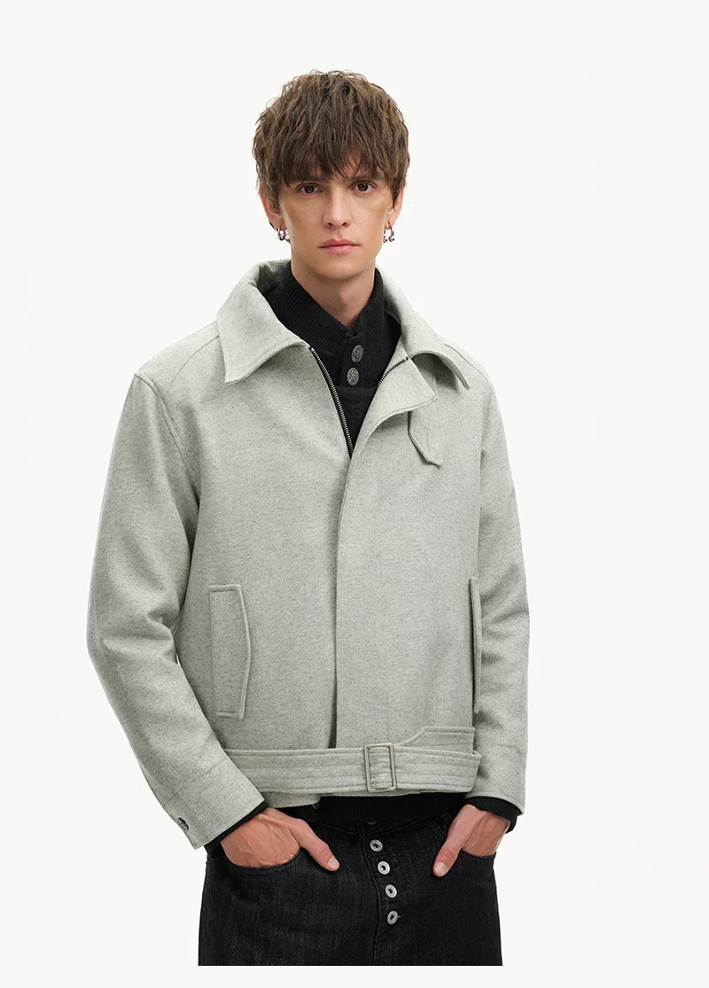 High Stand Collar Short Wool Jacket - Image 5