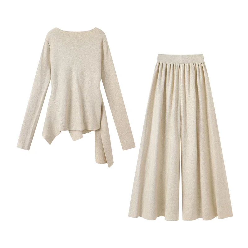 Side-Knot Knit Top and Wide-Leg Pants - Image 6