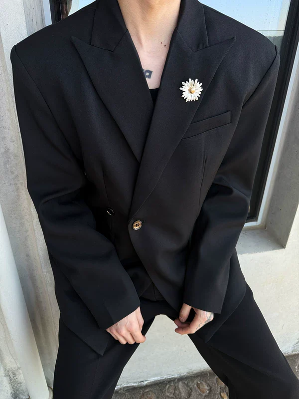 Slim Double-Breasted Suit Jacket - Image 6