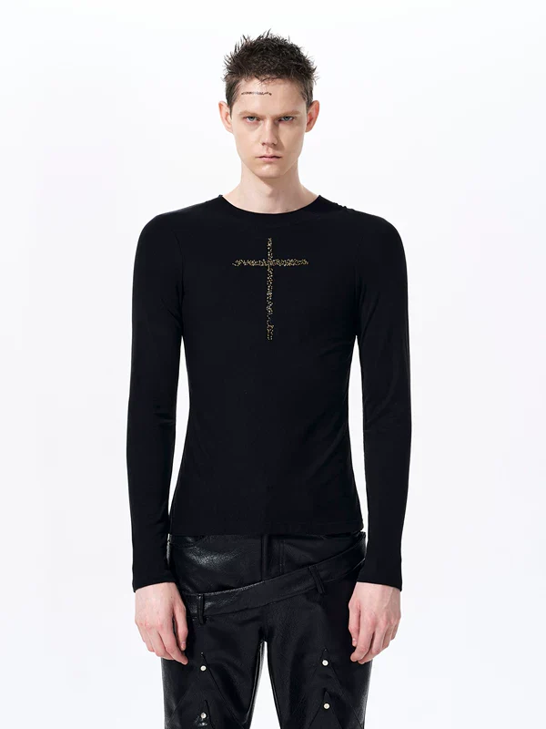 Slim Fit Cross Graphic Long-Sleeve T-Shirt - Image 3