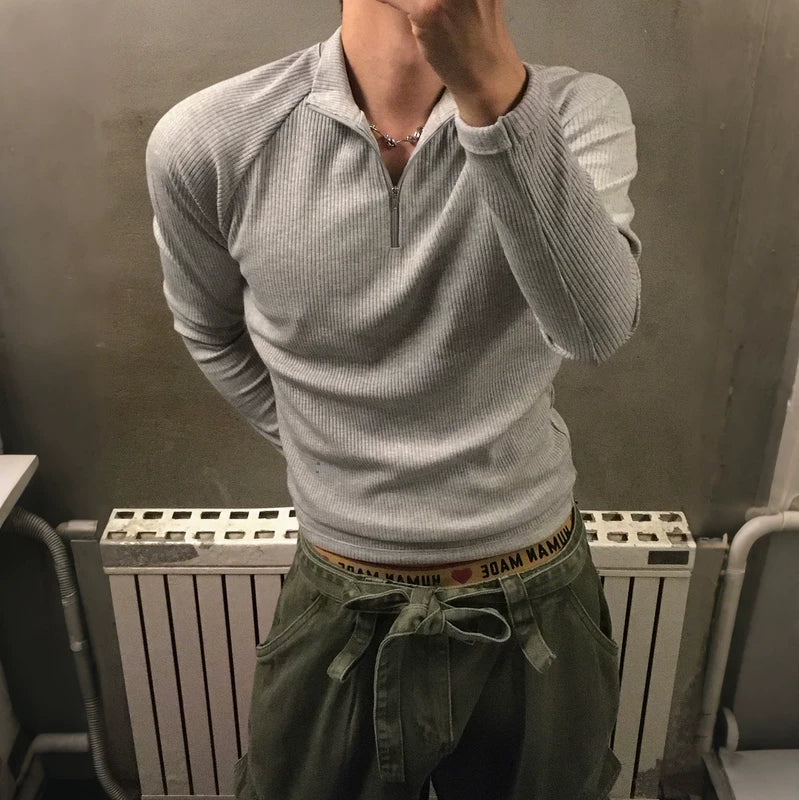 Slim Fit Half-Zip Long Sleeve Pullover - Image 3