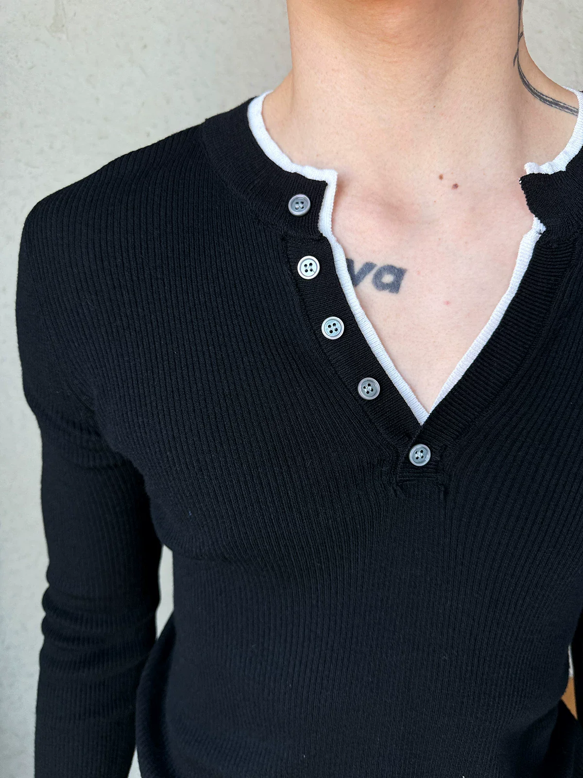 Slim Fit Henley Knit Sweater - Image 9