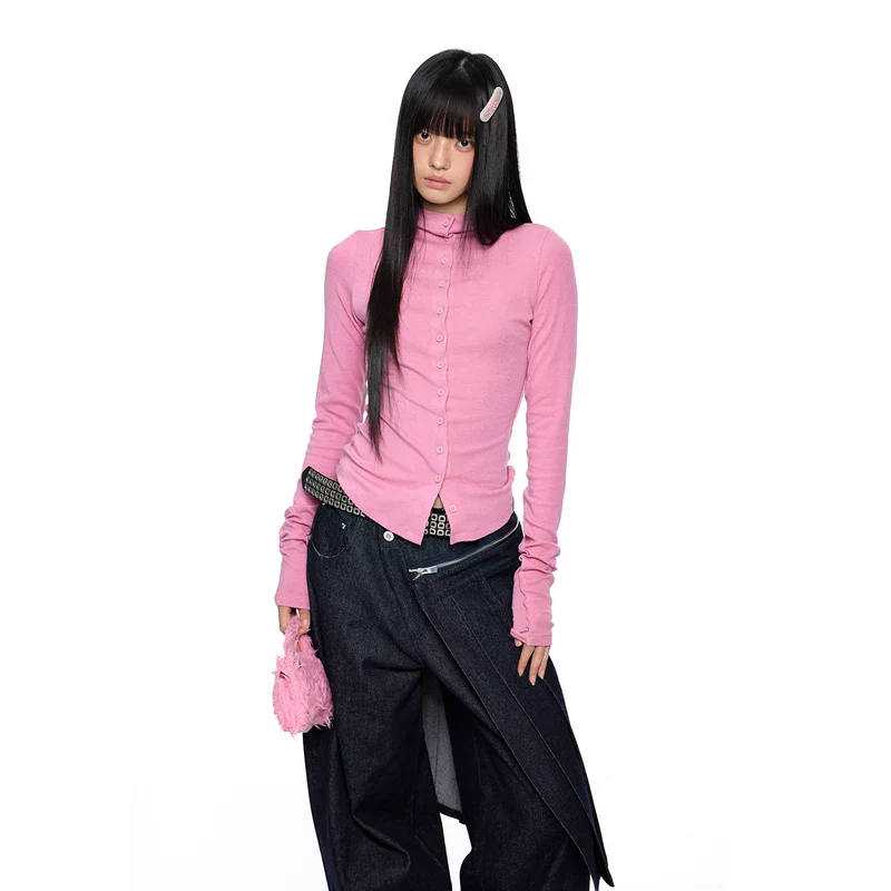 Slim Fit Long Sleeve Button Top - Image 4