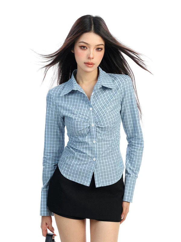Slim Fit Plaid Button Front Shirt