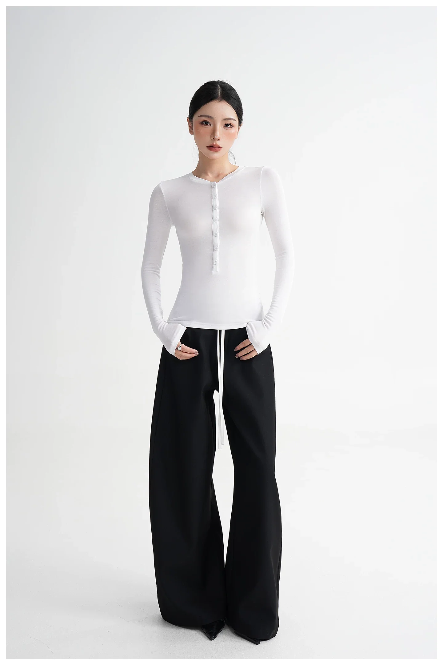 Slim Fit Wool Lyocell Henley Top - Image 4