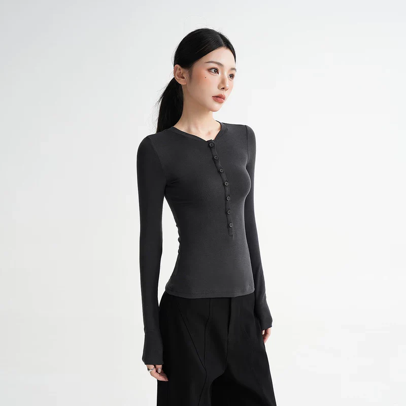 Slim Fit Wool Lyocell Henley Top - Image 8