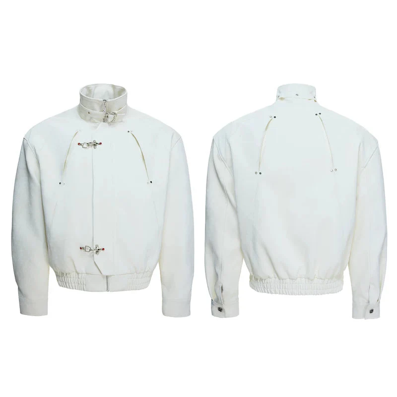 Buckle Closure Snake Print Leather Jacket - Image 2