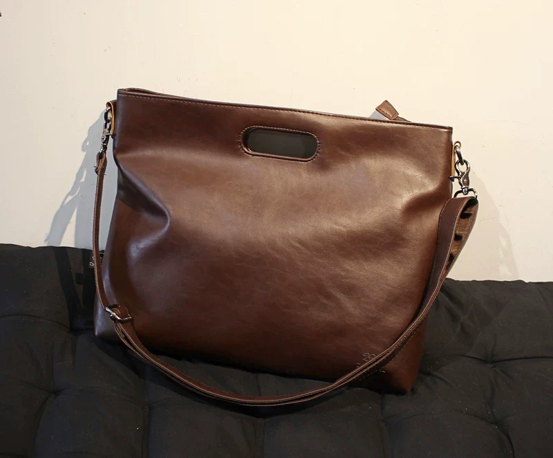Soft Leather Large Capacity Crossbody Bag - Image 12