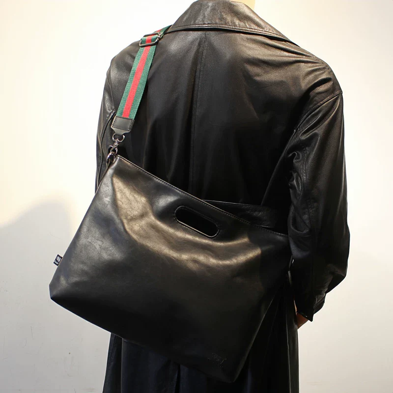 Soft Leather Large Capacity Crossbody Bag - Image 2
