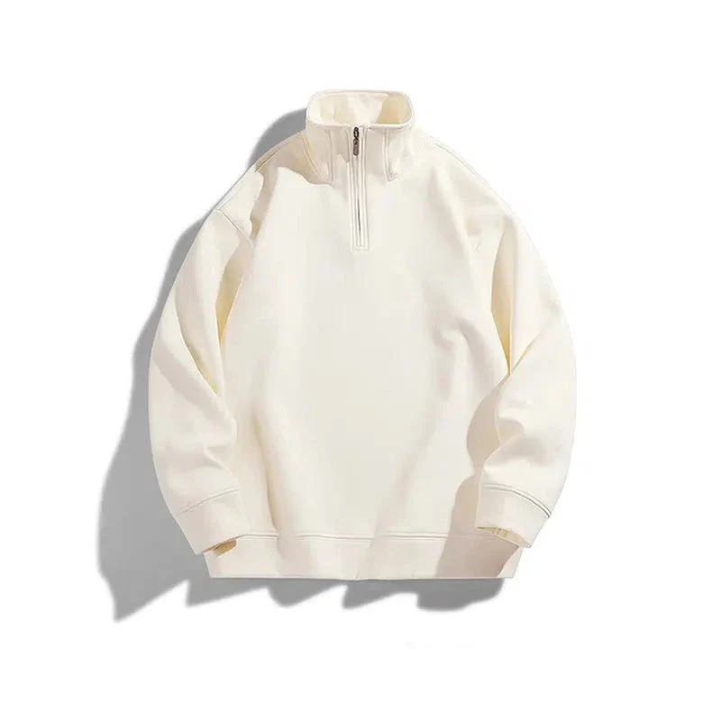 Solid Color Half-zip Pullover - Image 3