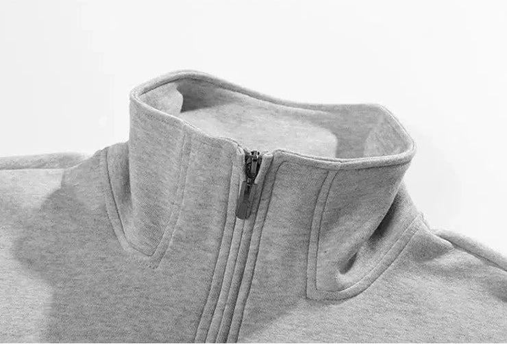 Solid Color Half-zip Pullover - Image 5