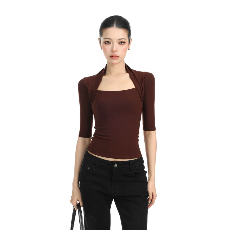 Square Neck Half Sleeve Fitted Top - Image 4