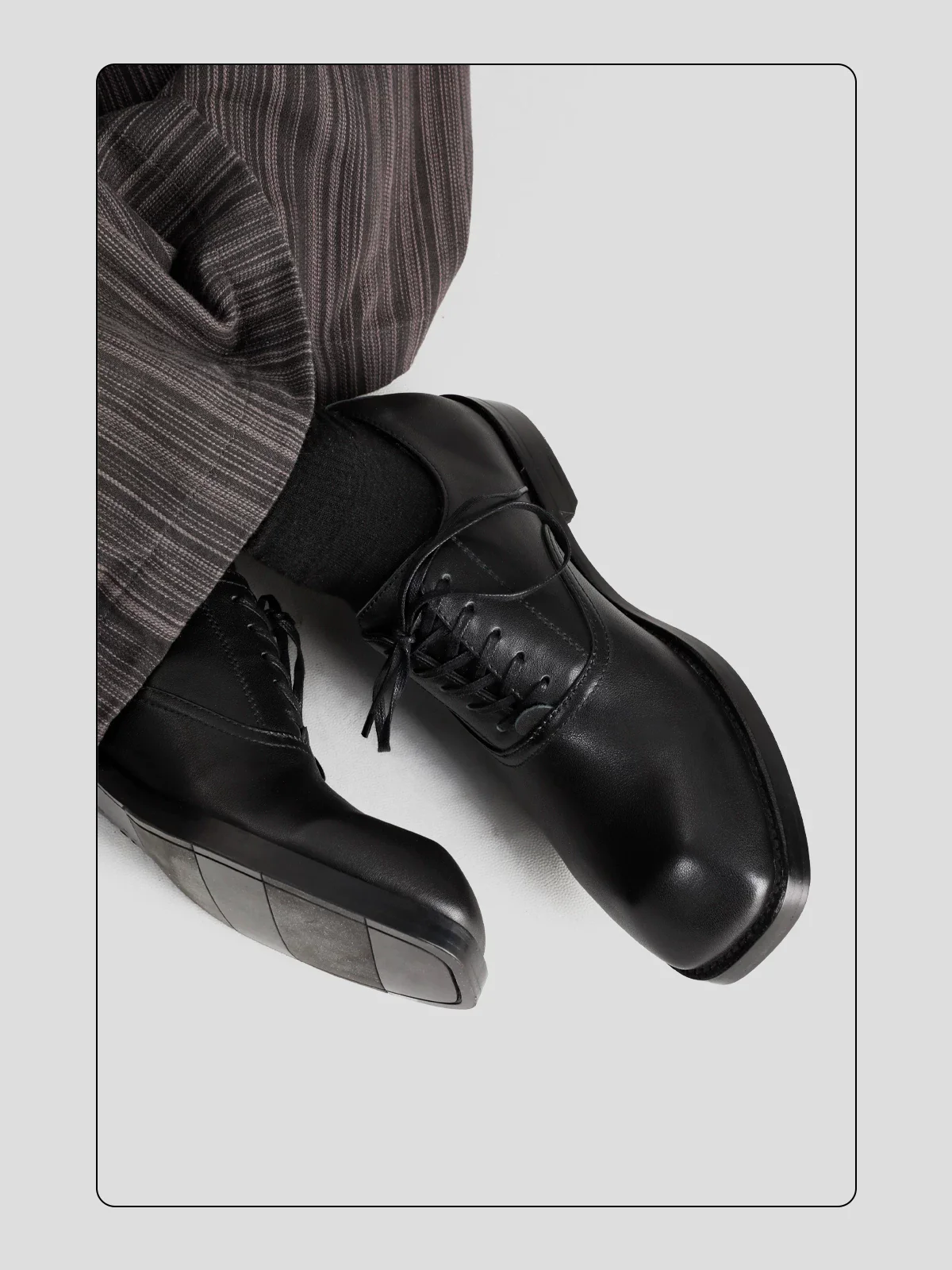 Square Toe Genuine Leather Derby Shoes - Image 9