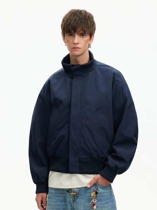 Stand Collar Bomber Workwear Jacket - Image 2