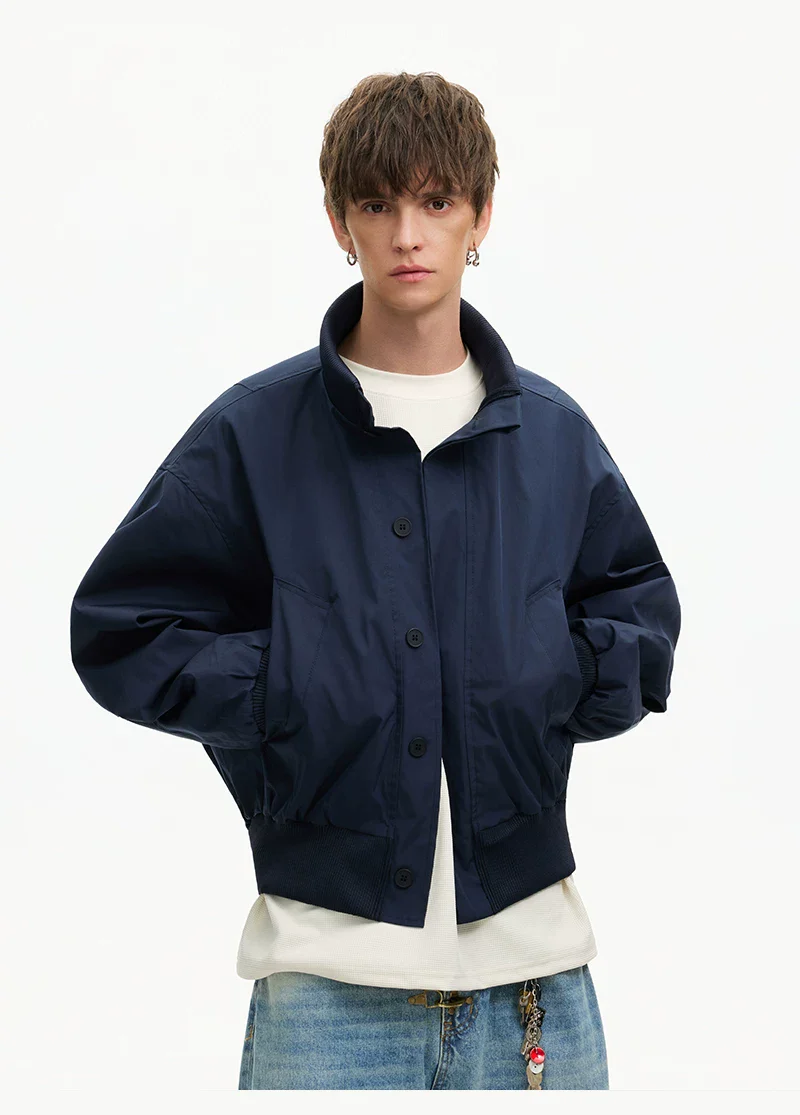 Stand Collar Bomber Workwear Jacket - Image 4