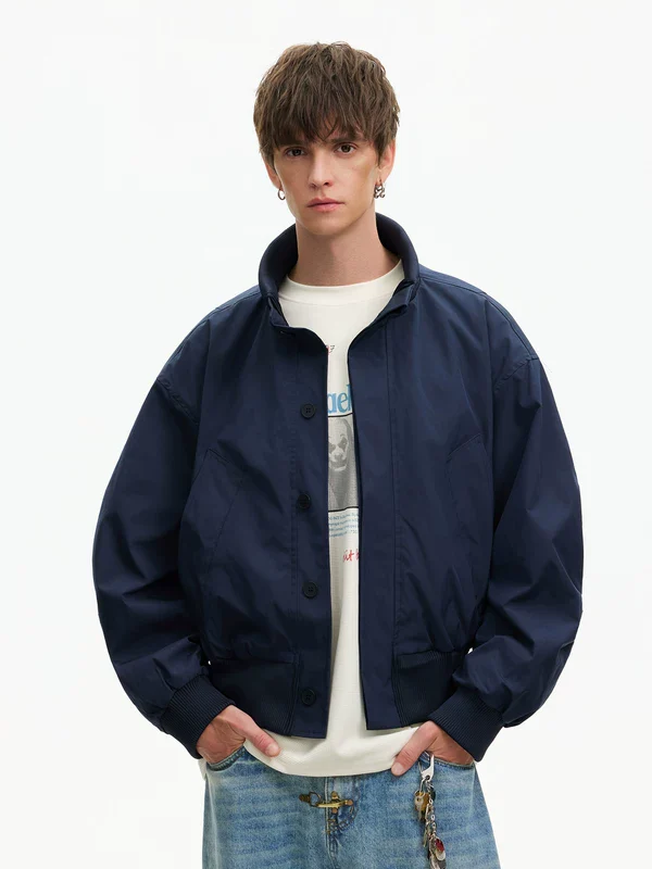 Stand Collar Bomber Workwear Jacket - Image 6