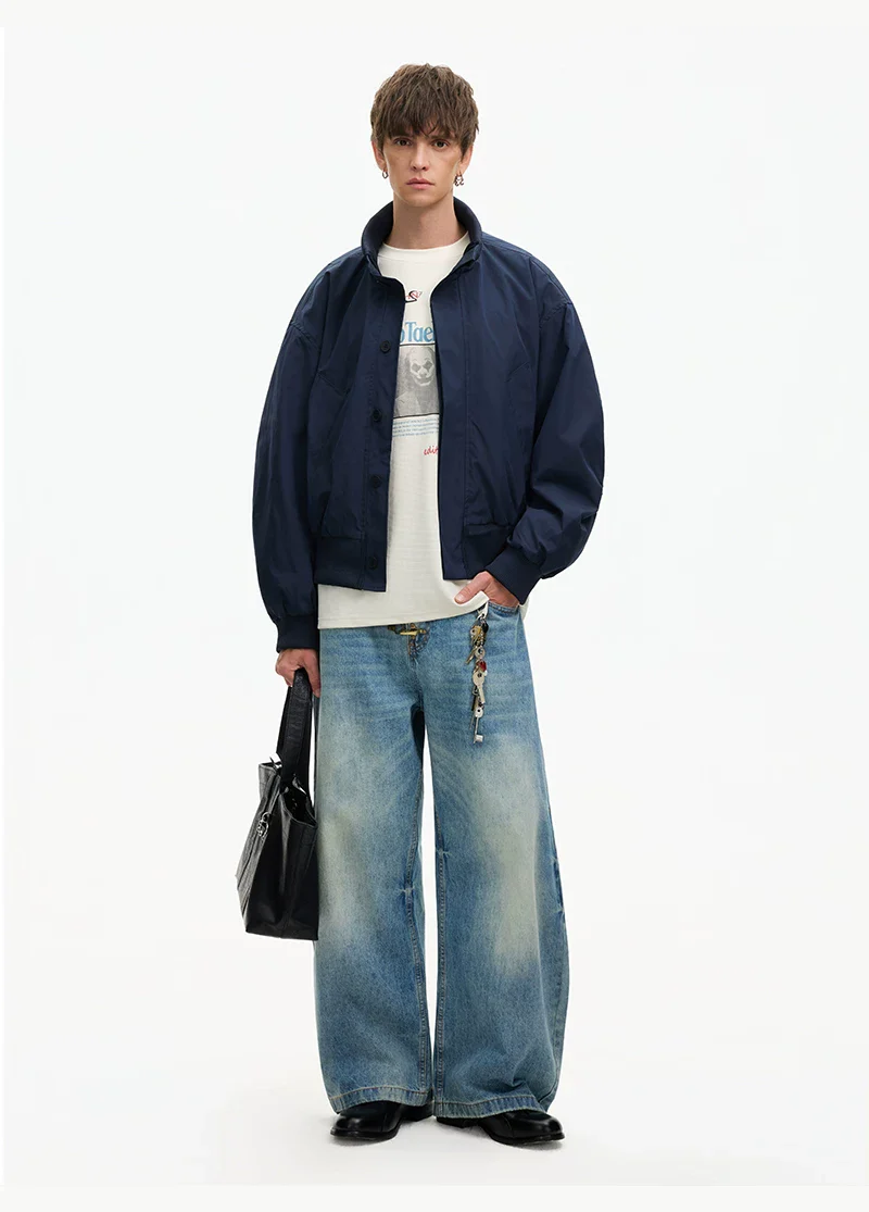 Stand Collar Bomber Workwear Jacket - Image 7
