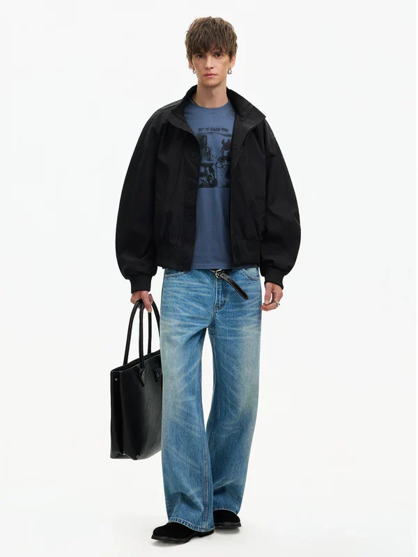 Stand Collar Bomber Workwear Jacket - Image 8
