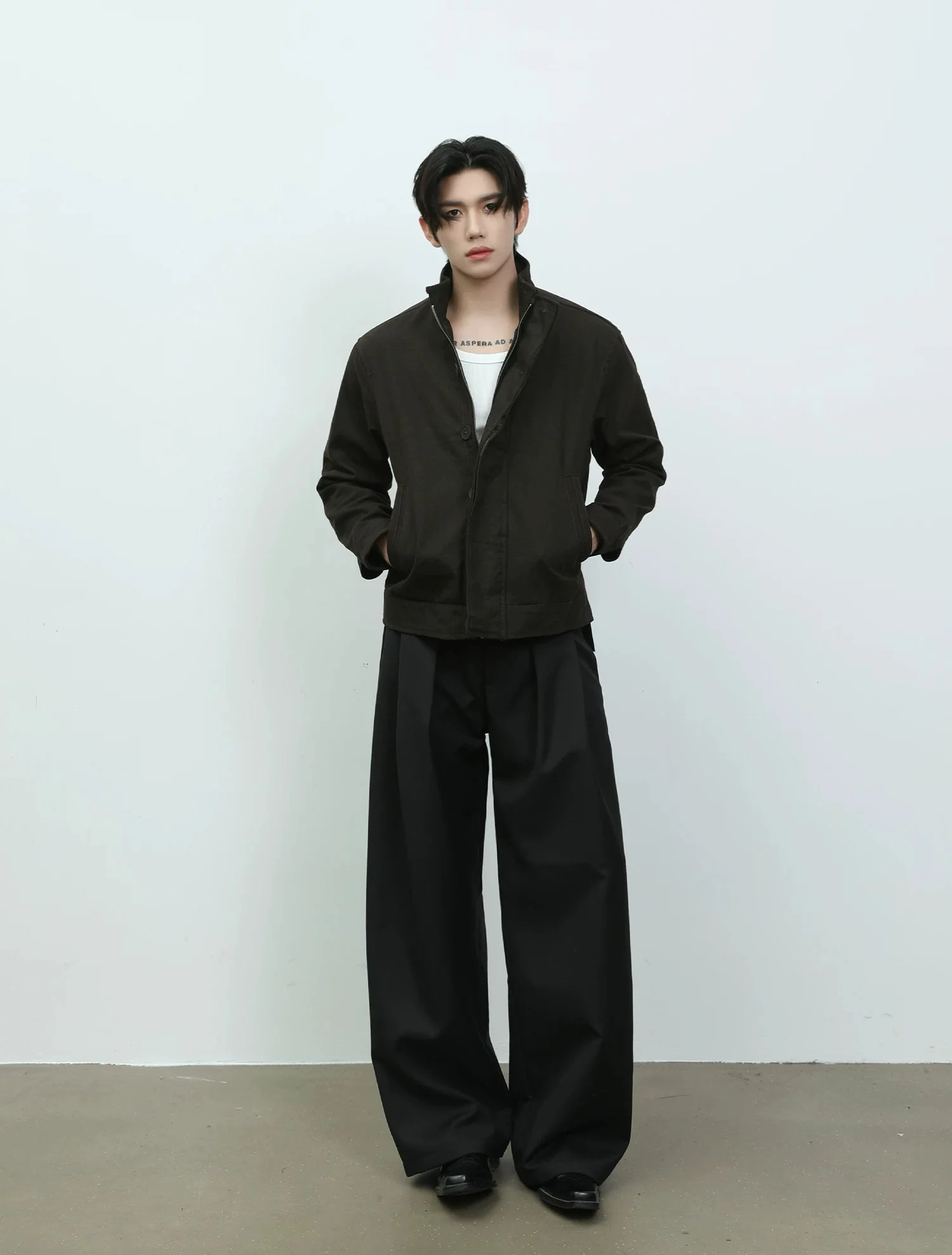 Stand Collar Button Front Work Jacket - Image 10