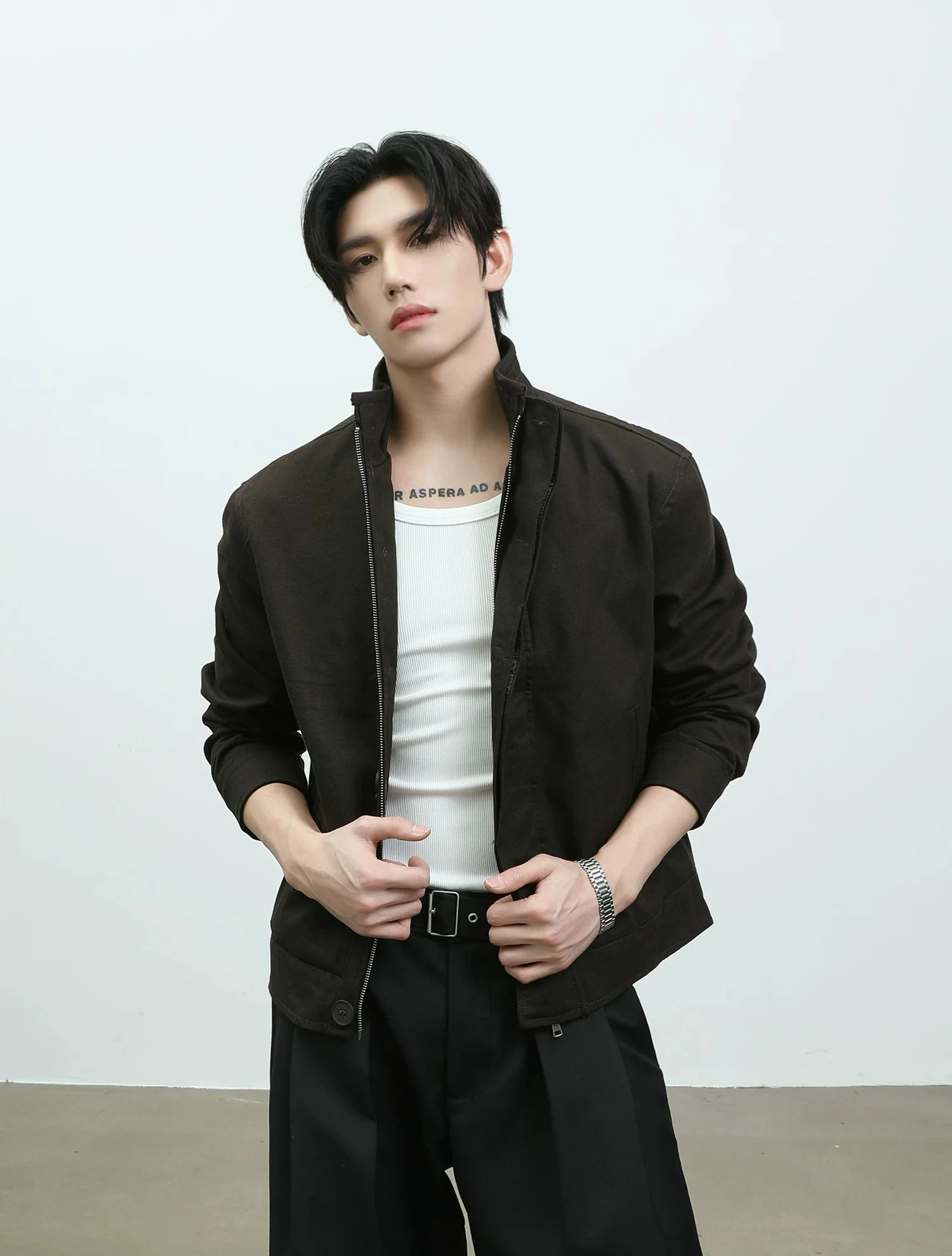 Stand Collar Button Front Work Jacket - Image 6