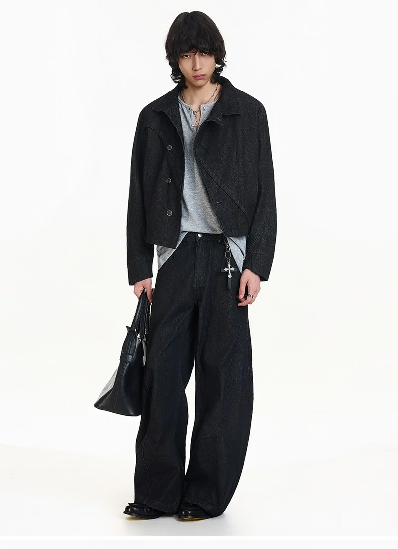 Stand Collar Denim Jacket - Image 9