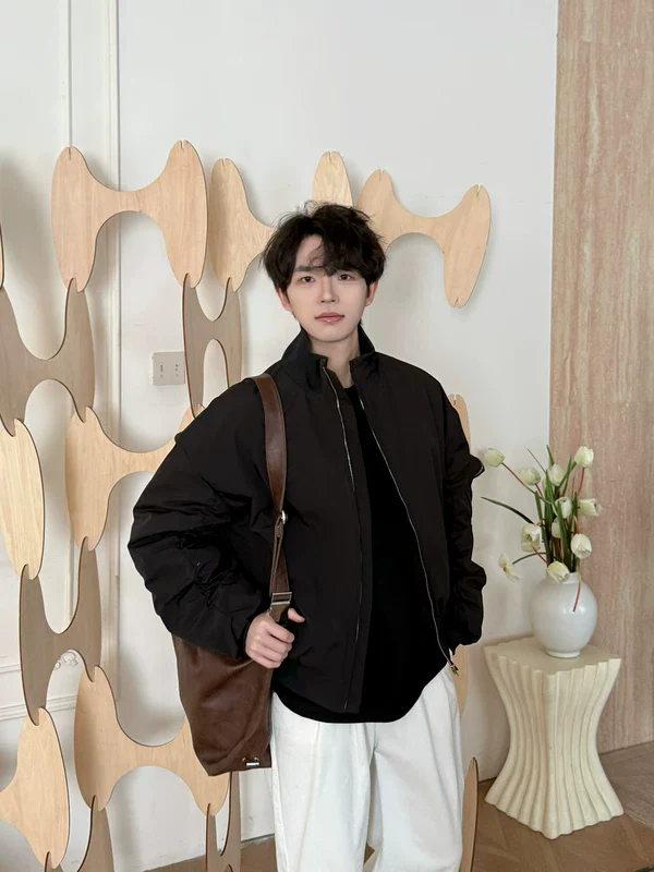 Stand Collar Padded Bomber Jacket - Image 5