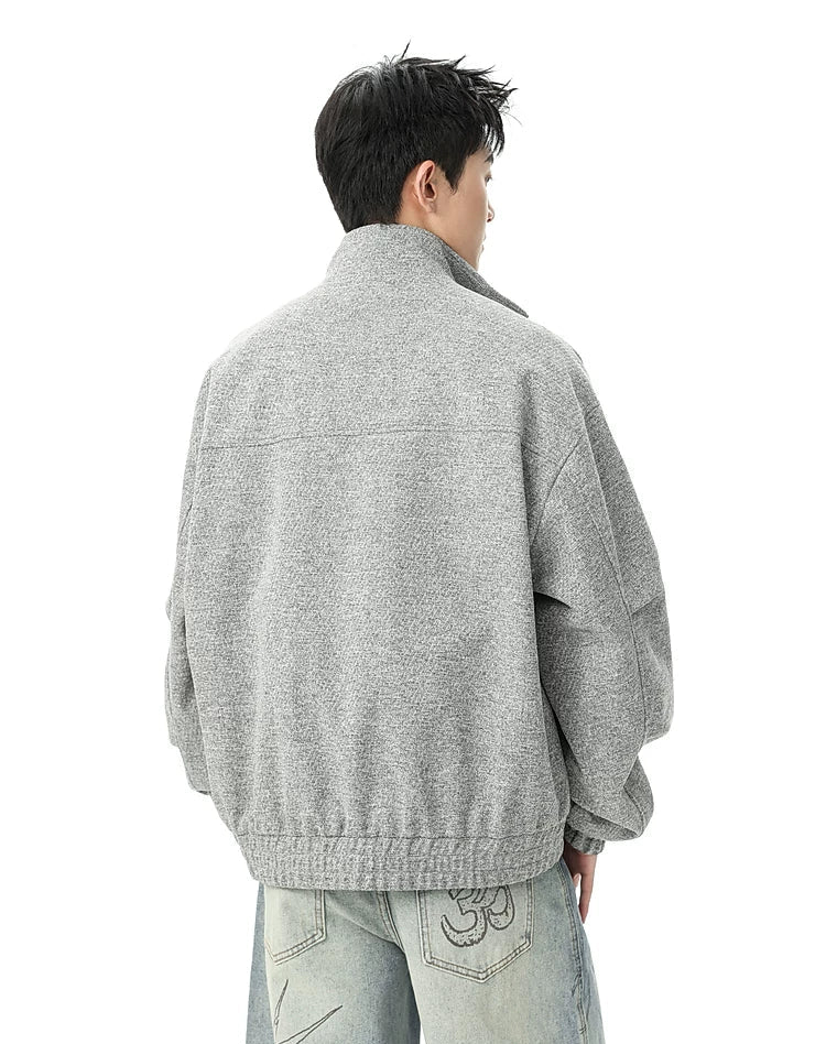 Stand Collar Wool Blend Casual Jacket - Image 7