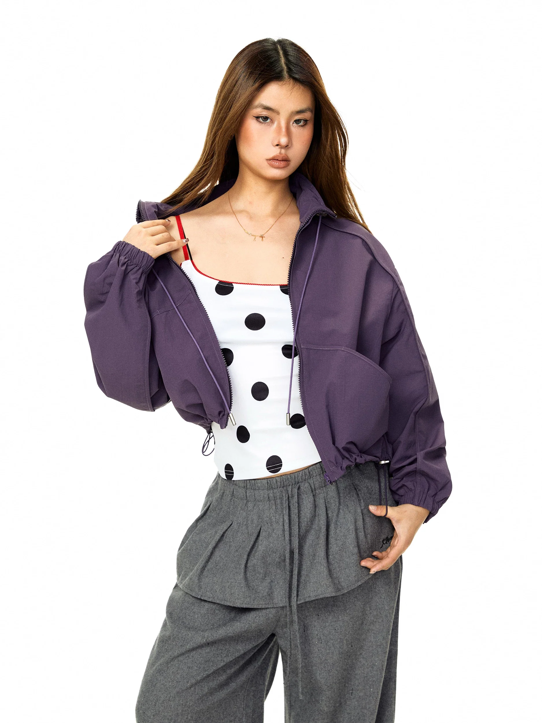 Stand Collar Zip Windproof Casual Jacket - Image 3