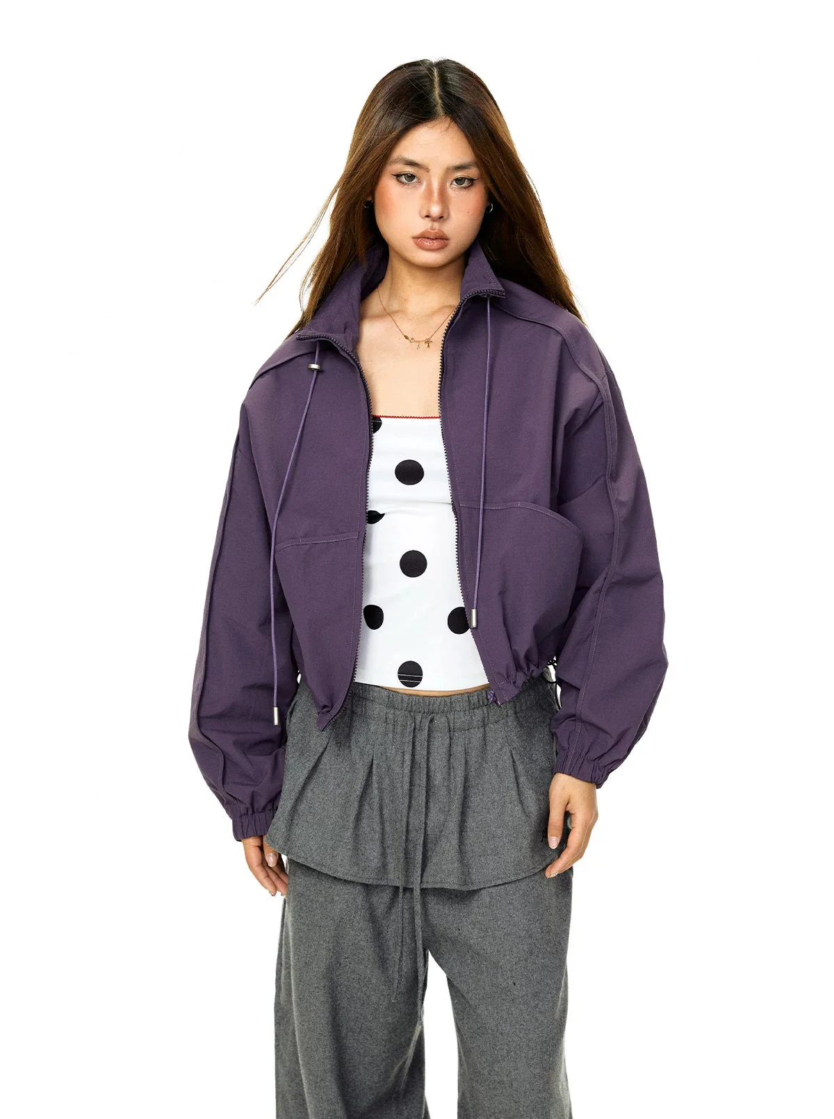 Stand Collar Zip Windproof Casual Jacket - Image 5