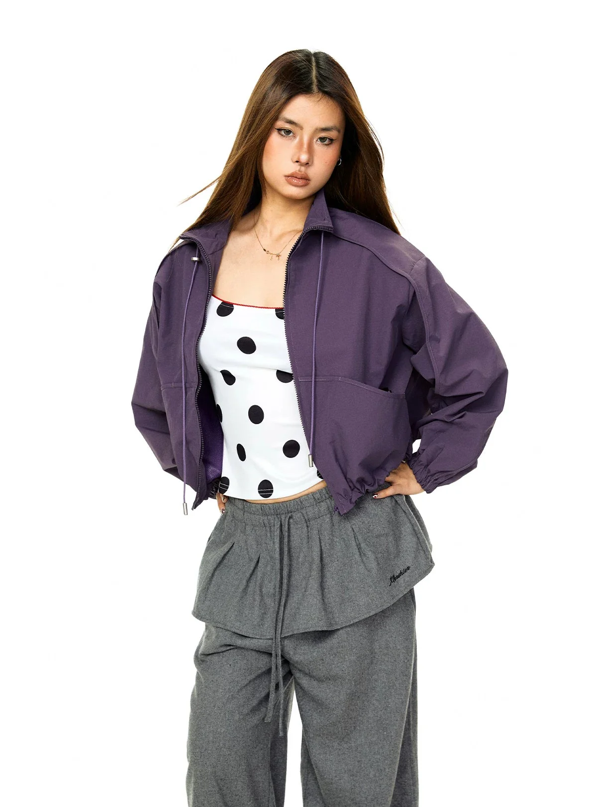 Stand Collar Zip Windproof Casual Jacket - Image 7