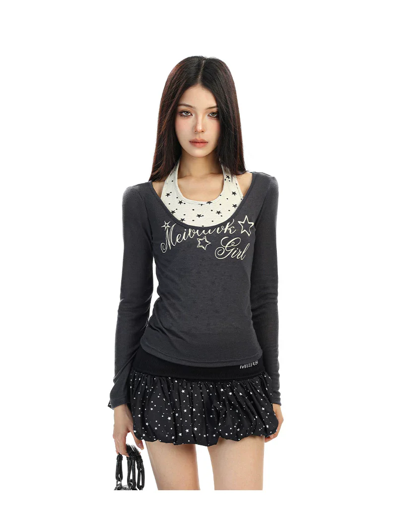 Star Halter Neck Long Sleeve Top - Image 5